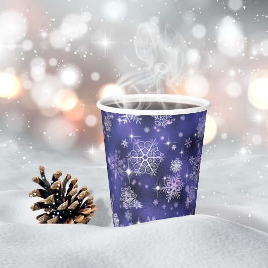  Snowflakes Patroon Violet ID846 Papieren Bekers