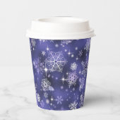  Snowflakes Patroon Violet ID846 Papieren Bekers (Achterkant)