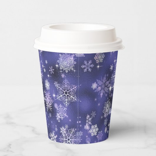  Snowflakes Patroon Violet ID846 Papieren Bekers (Rechts)
