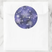 Snowflakes Patroon Violet ID846 Ronde Sticker (Tas)