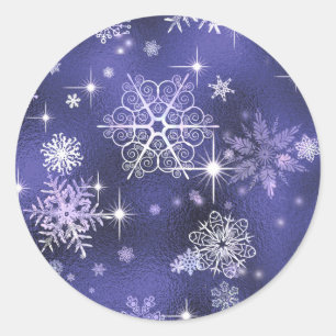  Snowflakes Patroon Violet ID846 Ronde Sticker