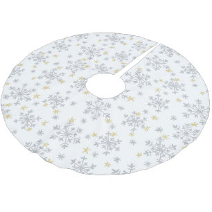 Snowflakes Patroon - Zilver en goud op wit Kerstboom Rok