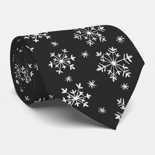Snowflakes patroon - zwart-wit stropdas (Opgerold)