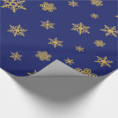 Snowflakes Patroongoud op blauw Cadeaupapier (Hoek)