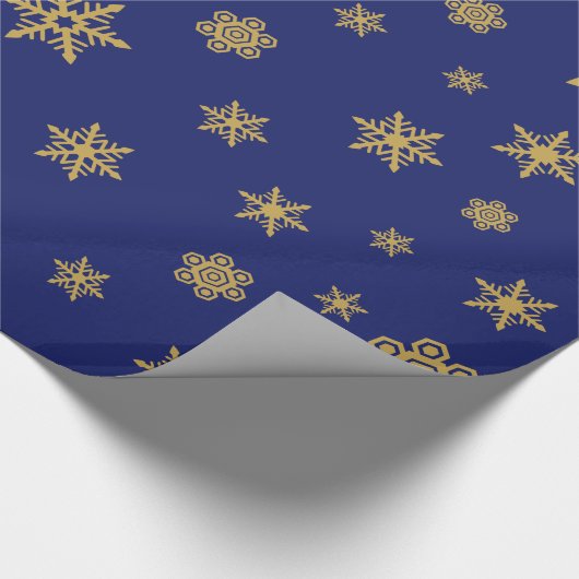 Snowflakes Patroongoud op blauw Cadeaupapier (Hoek)