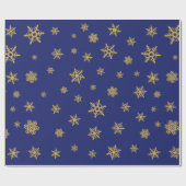 Snowflakes Patroongoud op blauw Cadeaupapier (Vlak)