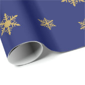 Snowflakes Patroongoud op blauw Cadeaupapier (Rol Hoek)