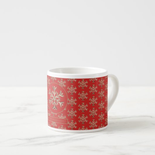 Snowflakes Patroonrood en goudkerst Espresso Kop (Voorkant rechts)