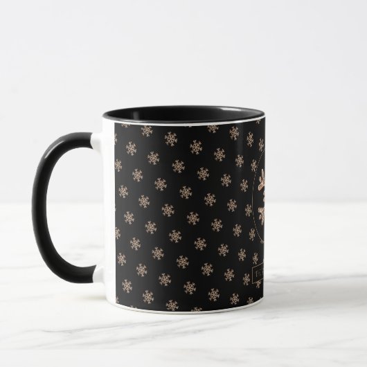 Snowflakes Pattern Black en Gold Kerstmis Mok (Links)