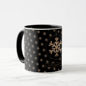 Snowflakes Pattern Black en Gold Kerstmis Mok (Voorkant links)