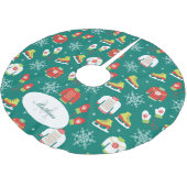 Snowflakes Pattern Blauwgroen Monogram kerstmis Kerstboom Rok (Gekanteld)