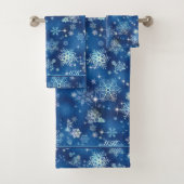 Snowflakes Pattern Blue ID846 Bad Handdoek (Insitu)