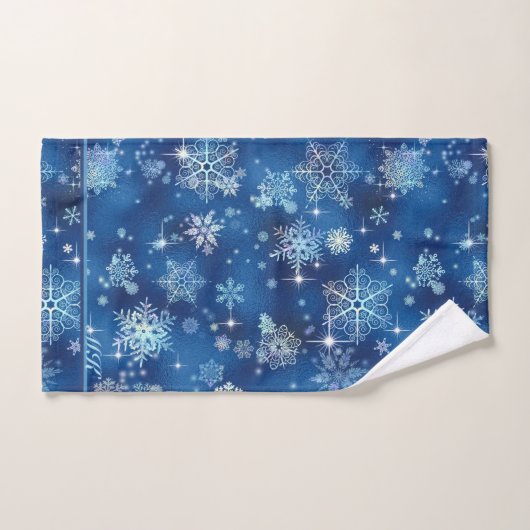 Snowflakes Pattern Blue ID846 Bad Handdoek (Handdoek)
