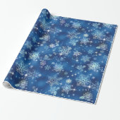 Snowflakes Pattern Blue ID846 Cadeaupapier (Uitgerold)