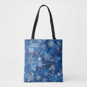  Snowflakes Pattern Blue ID846 Canvas tas (Voorkant)