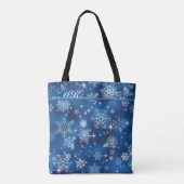  Snowflakes Pattern Blue ID846 Canvas tas (Achterkant)