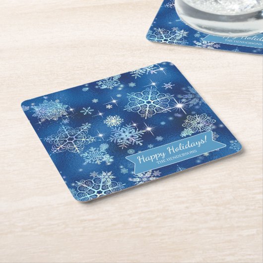  Snowflakes Pattern Blue ID846 Kartonnen Onderzetters (Schuin)