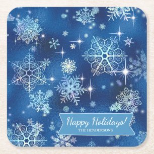  Snowflakes Pattern Blue ID846 Kartonnen Onderzetters