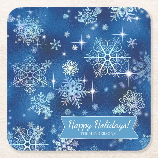 Snowflakes Pattern Blue ID846 Kartonnen Onderzetters (Voorkant)