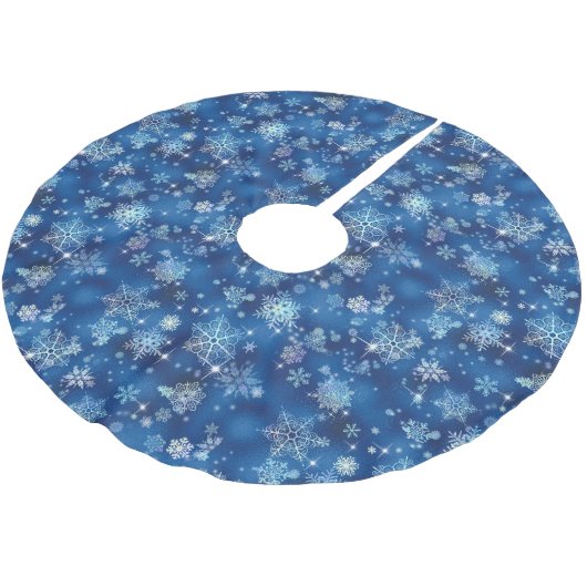  Snowflakes Pattern Blue ID846 Kerstboom Rok (Gekanteld)