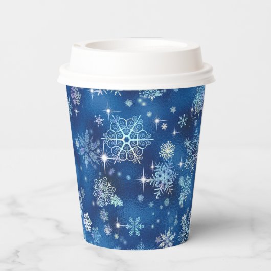  Snowflakes Pattern Blue ID846 Papieren Bekers (Achterkant)
