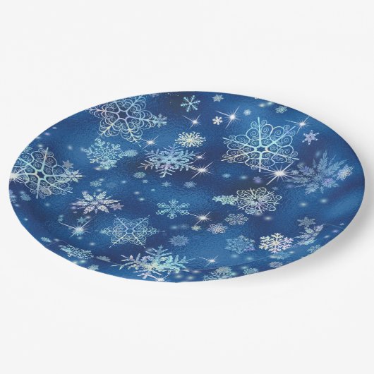 Snowflakes Pattern Blue ID846 Papieren Bordje (Gekanteld)
