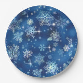 Snowflakes Pattern Blue ID846 Papieren Bordje (Voorkant)