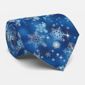 Snowflakes Pattern Blue ID846 Stropdas (Opgerold)