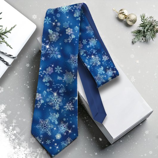 Snowflakes Pattern Blue ID846 Stropdas