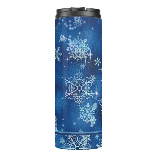 Snowflakes Pattern Blue ID846 Thermosbeker (Achterkant)