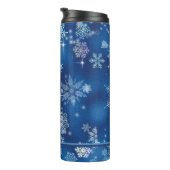 Snowflakes Pattern Blue ID846 Thermosbeker (Geroteerd rechts)