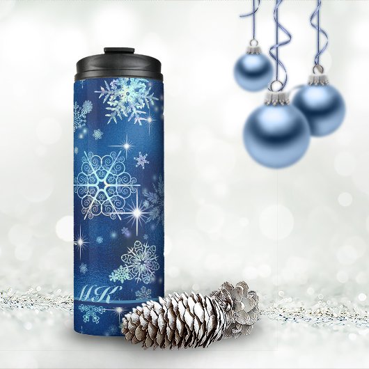 Snowflakes Pattern Blue ID846 Thermosbeker