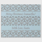 Snowflakes Pattern Blue Silver Grey Kerstmis Cadeaupapier (Vlak)