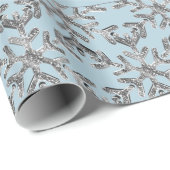 Snowflakes Pattern Blue Silver Grey Kerstmis Cadeaupapier (Rol Hoek)