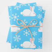 Snowflakes Pattern Cute Bunny Merry kerstcadeau Inpakpapier Vel (In situ)