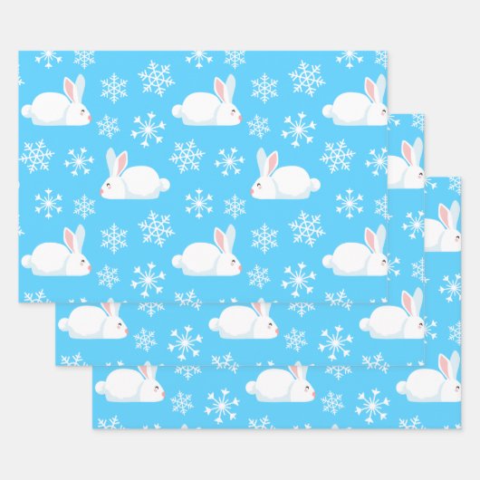 Snowflakes Pattern Cute Bunny Merry kerstcadeau Inpakpapier Vel (Set)