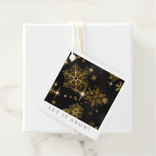 Snowflakes Pattern Gold/Black ID846 Bedankjes Labels (In situ)