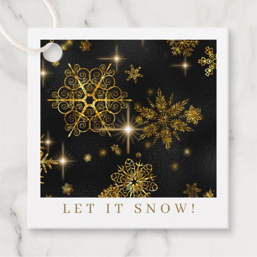  Snowflakes Pattern Gold/Black ID846 Bedankjes Labels (Voorkant)