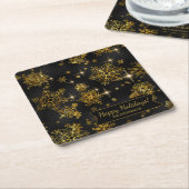 Snowflakes Pattern Gold/Black ID846 Kartonnen Onderzetters (Schuin)