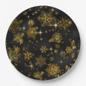 Snowflakes Pattern Gold/Black ID846 Papieren Bordje (Voorkant)