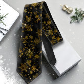 Snowflakes Pattern Gold/Black ID846 Stropdas