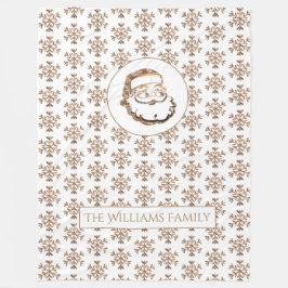 Snowflakes Pattern Gold Santa Claus Fleece Deken