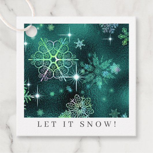 Snowflakes Pattern Green ID846 Bedankjes Labels (Voorkant)