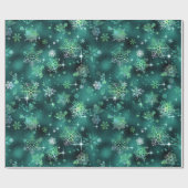 Snowflakes Pattern Green ID846 Cadeaupapier (Vlak)
