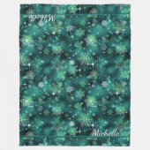 Snowflakes Pattern Green ID846 Fleece Deken (Voorkant)