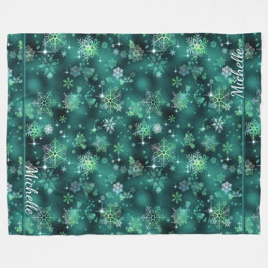 Snowflakes Pattern Green ID846 Fleece Deken (Voorkant (Horizontaal))