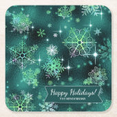  Snowflakes Pattern Green ID846 Kartonnen Onderzetters (Voorkant)
