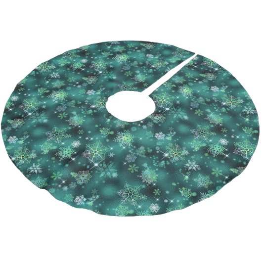  Snowflakes Pattern Green ID846 Kerstboom Rok (Gekanteld)