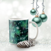  Snowflakes Pattern Green ID846 Koffiemok