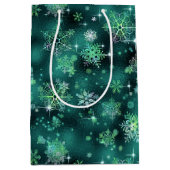 Snowflakes Pattern Green ID846 Medium Cadeauzakje (Voorkant)